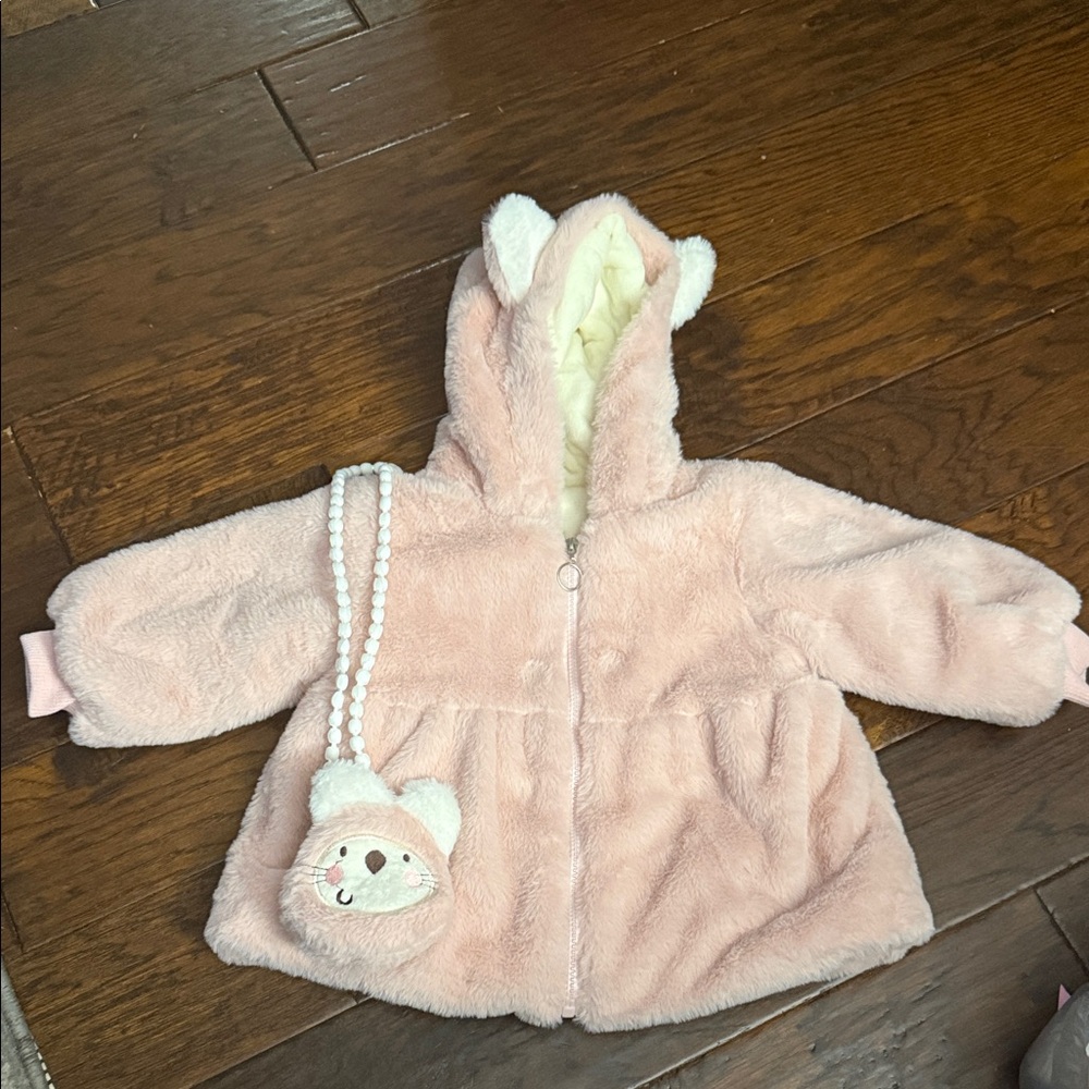 Amazon Pink Fuzzy Kids Jacket with Bear Ears